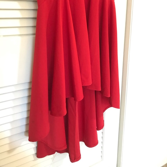Homecoming Prom Off-shoulder Bardot red gown dress - Picture 4 of 7